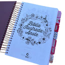 Bíblia Ilustrada Anote rosa brilhante com abas adesivas coladas