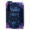 Kit Bíblia da Mulher Sábia de Estudos Preta Fé com abas e Harpa + marca página + cafe com Deus Pai 2025